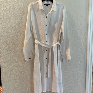 Boston Proper White Linen Blouse